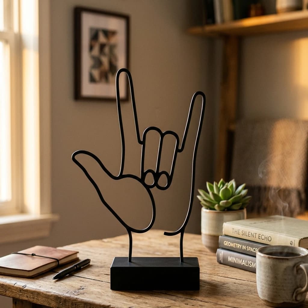 Escultura Artesanal Mão do Rock