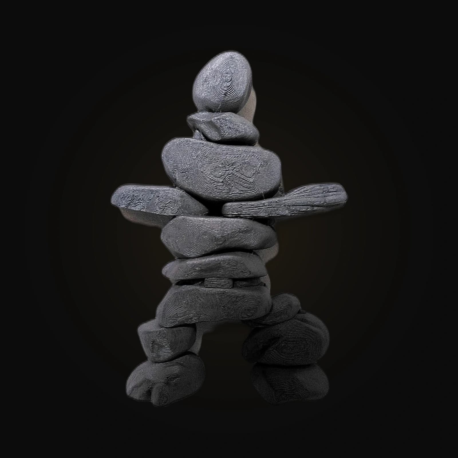 Escultura artesanal de figura humana de pedras, vista premium