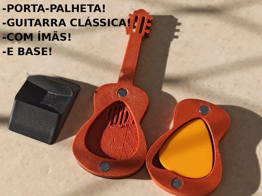 Porta-Palheta Artesanal Guitarra com Ímã