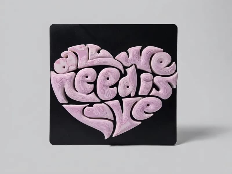 Arte de Parede Coração Tipográfico